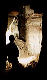 Tarquin in Upbeat, Hexamine Highways, Ogof Draenen. Flash by Tarquin, camera by Ian Wilton-Jones, setup by both.